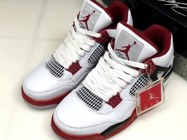 308497-160 Black White Air Jordan 4 Fire Red Men 0723